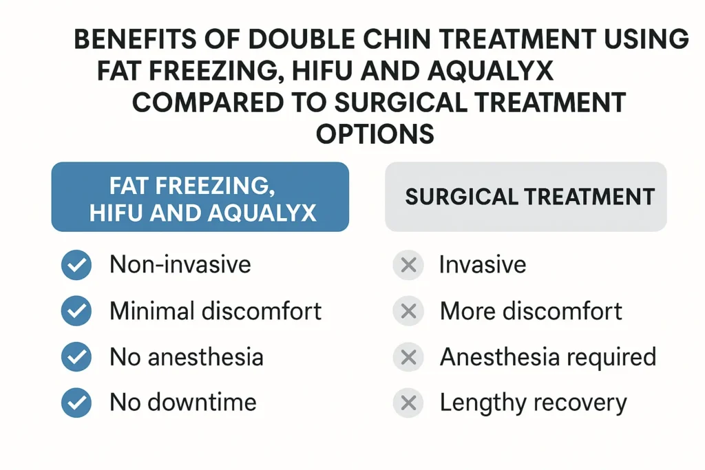 Graphic about the benefits of double chin treatment Sunderland - from LA LIPO
