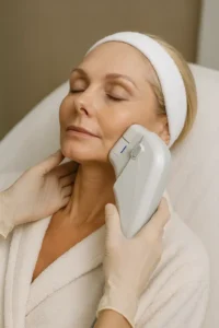 Woman receiving HIFU non surgical facelift treatment Sunderland