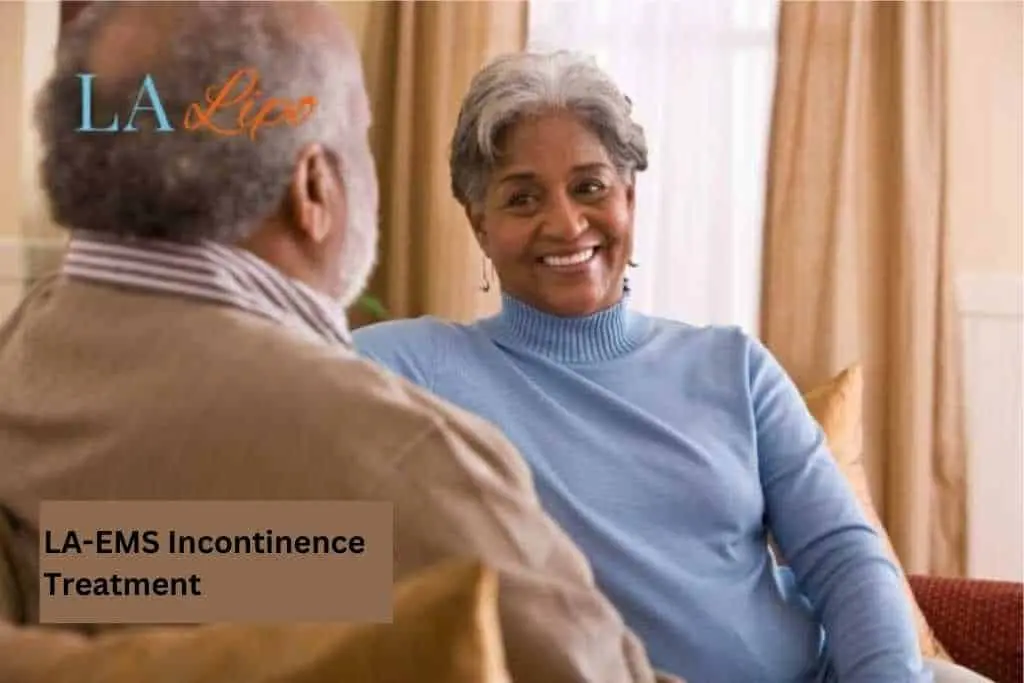 Couple sat smiling at each other - LA-EMS treatment Sunderland