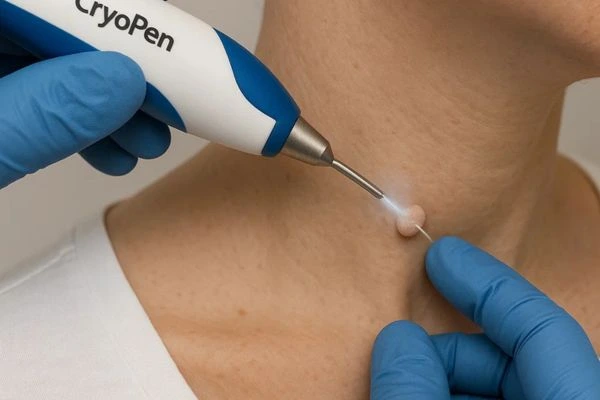 Person receiving Cryotherapy skin tag removal Sunderland